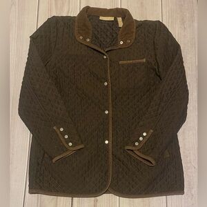 Kate Hill Casual Size Large Quilted Light Weight Jacket Corduroy Trim Brown